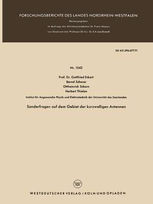 cover image of Sonderfragen auf dem Gebiet der kurzwelligen Antennen